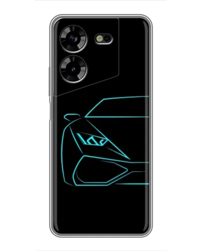 Чехол для TECNO POVA 5 (LG7n) с картинкой «Голубой силуэт Lamborghini»