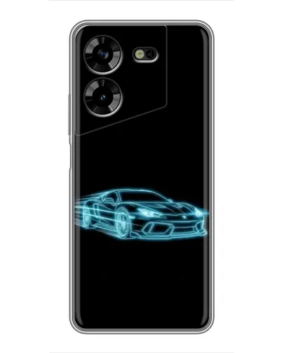 Чехол для TECNO POVA 5 (LG7n) с картинкой «Неоновый контур Lamborghini»