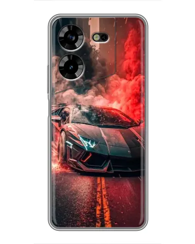 Чехол для TECNO POVA 5 (LG7n) с картинкой «Lamborghini красный дым»