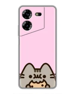 Чехол для TECNO POVA 5 (LG7n) с картинкой «Pusheen и печенье»