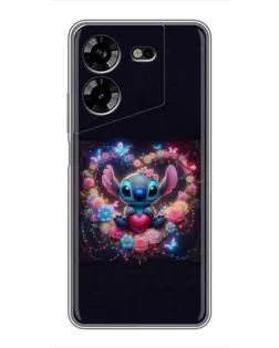 Чехол для TECNO POVA 5 (LG7n) с картинкой «Stitch в цветах»