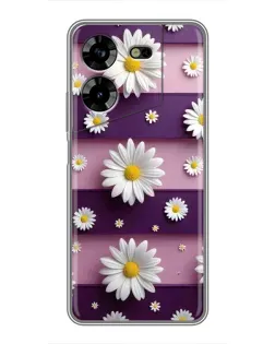 Чехол для TECNO POVA 5 (LG7n) с картинкой «Ромашки на фиолетовом» Чехол для TECNO POVA 5 (LG7n) с картинкой «Ромашки на фиолетовом»