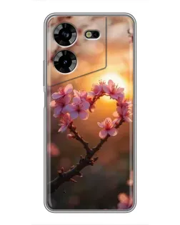 Чехол для TECNO POVA 5 (LG7n) с картинкой «Розовый цвет сердце на фоне заката» Чехол для TECNO POVA 5 (LG7n) с картинкой «Розовый цвет сердце на фоне заката»