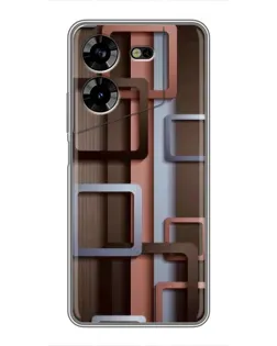 Чехол для TECNO POVA 5 (LG7n) с картинкой «Коричневые объемные квадраты»