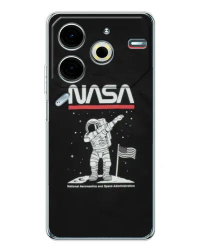 Чехол для TECNO Pova 6 Neo 5G с картинкой «NASA — шагаем по Луне»