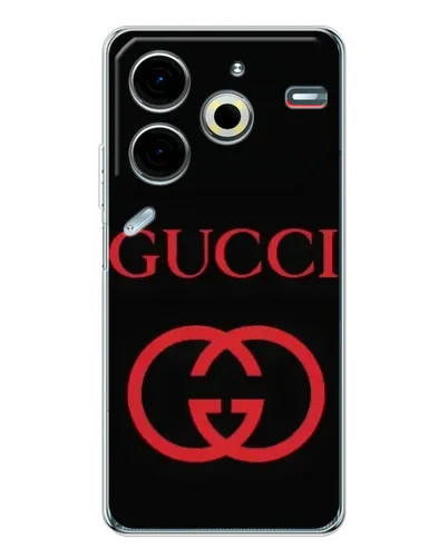 Чехол для TECNO Pova 6 Neo 5G с картинкой «Gucci — красный логотип»