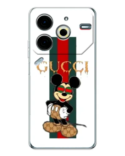 Чехол для TECNO Pova 6 Neo 5G с картинкой «Микки Маус Gucci — полосы»