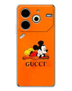 Чехол для TECNO Pova 6 Neo 5G с картинкой «Микки Маус Gucci — оранж»