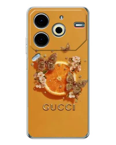 Чехол для TECNO Pova 6 Neo 5G с картинкой «Gucci — золотые бабочки» Чехол для TECNO Pova 6 Neo 5G с картинкой «Gucci — золотые бабочки»