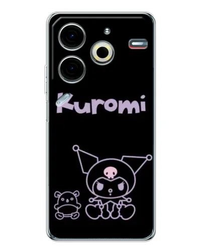 Чехол для TECNO Pova 6 Neo 5G с картинкой «Kuromi — черный минимализм»