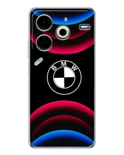 Чехол для TECNO Pova 6 Neo 5G с картинкой «Логотип BMW и неоновые дуги»