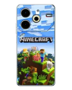 Чехол для TECNO Pova 6 Neo 5G с картинкой «Minecraft классический мир»