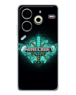 Чехол для TECNO Pova 6 Neo 5G с картинкой «Minecraft Diamond лого»