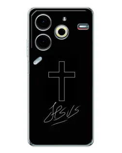 Чехол для TECNO Pova 6 Neo 5G с картинкой «Графический крест Jesus»