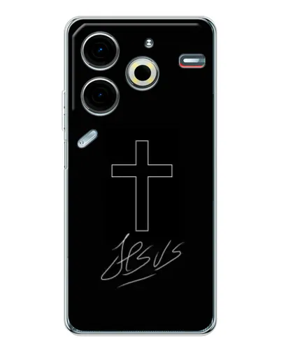 Чехол для TECNO Pova 6 Neo 5G с картинкой «Графический крест Jesus» Чехол для TECNO Pova 6 Neo 5G с картинкой «Графический крест Jesus»