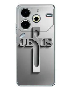 Чехол для TECNO Pova 6 Neo 5G с картинкой «Металлический крест Jesus»