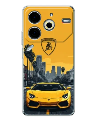 Чехол для TECNO Pova 6 Neo 5G с картинкой «Желтый Lamborghini город» Чехол для TECNO Pova 6 Neo 5G с картинкой «Желтый Lamborghini город»