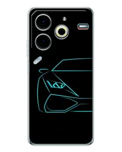 Чехол для TECNO Pova 6 Neo 5G с картинкой «Голубой силуэт Lamborghini» Чехол для TECNO Pova 6 Neo 5G с картинкой «Голубой силуэт Lamborghini»