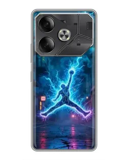 Чехол для TECNO Pova 6 с картинкой «Jordan Gold Jumpman»