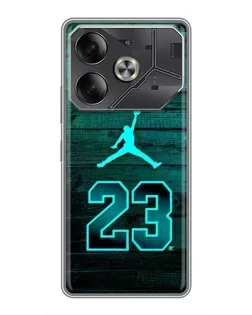 Чехол для TECNO Pova 6 с картинкой «Jordan Cyan 23»