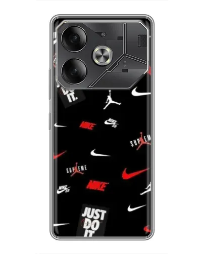Чехол для TECNO Pova 6 с картинкой «Nike Mix Pattern»