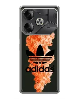 Чехол для TECNO Pova 6 с картинкой «Оранжевый дым Adidas»