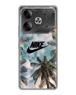 Чехол для TECNO Pova 6 с картинкой «Тропический принт Nike» Чехол для TECNO Pova 6 с картинкой «Тропический принт Nike»