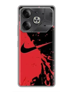 Чехол для TECNO Pova 6 с картинкой «Красные брызги Nike» Чехол для TECNO Pova 6 с картинкой «Красные брызги Nike»