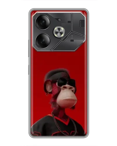 Чехол для TECNO Pova 6 с картинкой «Bored Ape в красном»