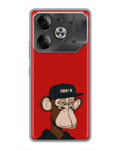 Чехол для TECNO Pova 6 с картинкой «Bored Ape — красный фон»