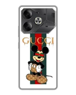 Чехол для TECNO Pova 6 с картинкой «Микки Маус Gucci — полосы»