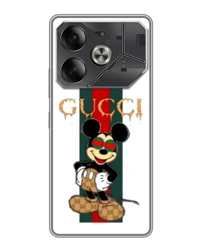 Чехол для TECNO Pova 6 с картинкой «Микки Маус Gucci — полосы» Чехол для TECNO Pova 6 с картинкой «Микки Маус Gucci — полосы»