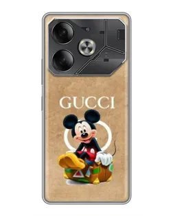 Чехол для TECNO Pova 6 с картинкой «Микки Маус Gucci — крафт»