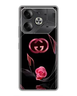 Чехол для TECNO Pova 6 с картинкой «Gucci — неоновая роза»