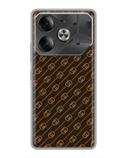 Чехол для TECNO Pova 6 с картинкой «Gucci — золотые диагонали»