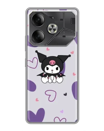Чехол для TECNO Pova 6 с картинкой «Kuromi и лавандовые сердца» Чехол для TECNO Pova 6 с картинкой «Kuromi и лавандовые сердца»