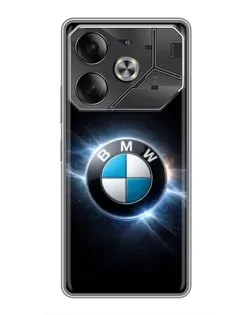 Чехол для TECNO Pova 6 с картинкой «BMW — неоновое сияние»