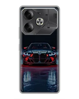 Чехол для TECNO Pova 6 с картинкой «BMW на мокрой дороге»
