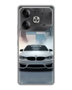 Чехол для TECNO Pova 6 с картинкой «BMW в белом дыму»