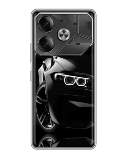 Чехол для TECNO Pova 6 с картинкой «Черная BMW — профиль»