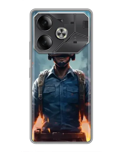 Чехол для TECNO Pova 6 с картинкой «PUBG — реалистичный герой»