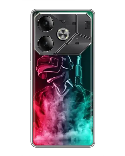 Чехол для TECNO Pova 6 с картинкой «PUBG — огненный воин»