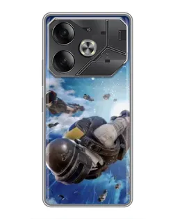 Чехол для TECNO Pova 6 с картинкой «Десант PUBG — прыжок»