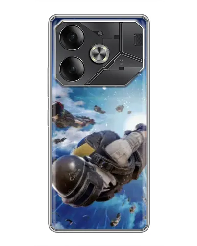 Чехол для TECNO Pova 6 с картинкой «Десант PUBG — прыжок»