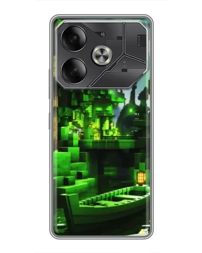 Чехол для TECNO Pova 6 с картинкой «Minecraft лесной пейзаж»