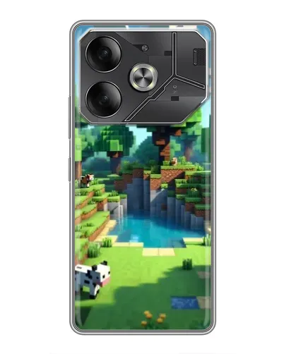 Чехол для TECNO Pova 6 с картинкой «Minecraft летний день»