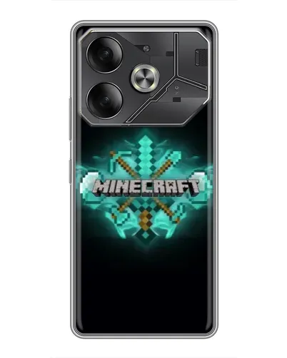 Чехол для TECNO Pova 6 с картинкой «Minecraft Diamond лого»
