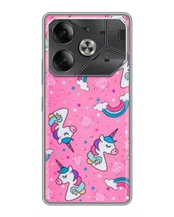 Чехол для TECNO Pova 6 с картинкой «Unicorn паттерн розовый»