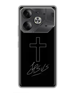 Чехол для TECNO Pova 6 с картинкой «Графический крест Jesus»