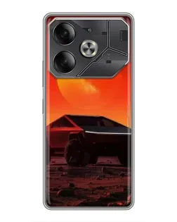 Чехол для TECNO Pova 6 с картинкой «Cybertruck на Марсе»